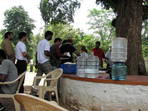 volunteers having lunch later