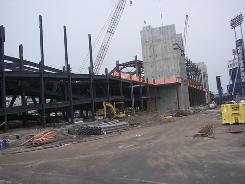 The skeleton for the outer left field facade - July 2007