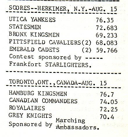 Historical Drum Corps Publications: Scores - Herkimer, NY & Toronto, Ont.