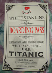 Boarding pass of Titanic given during titanic exhibition