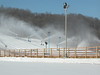 Snowmaking machines cover runs with new snow at Perfect North Slopes, Indiana