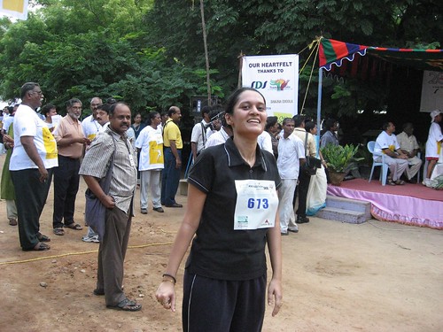 Kavya at the finish line