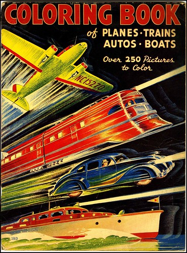 Coloring Book of Planes Trains Autos Boats