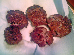 The finished bacon patties
