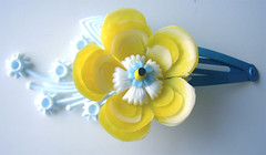 Blue and Yellow Vintage Flowers Barrette