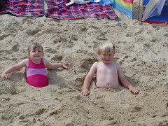 Up to their waists in sand