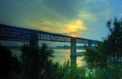 sunrise on bridge
