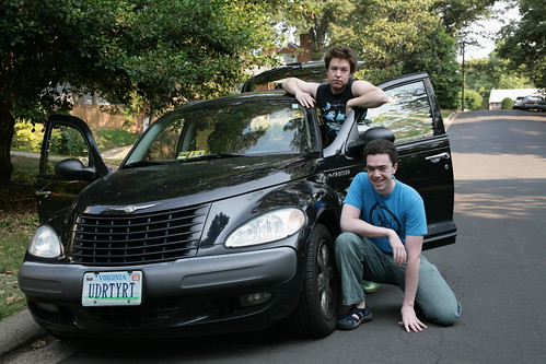 posing with the car