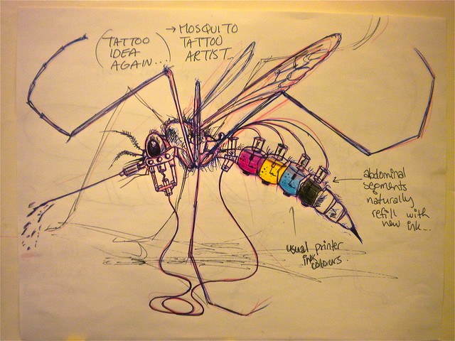 Mosquito Tattoo Artist (concept art) by firefly hunter (crazy about wasps
