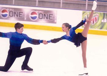 Will (15) and Chrissy (10) in 2000. Will and Chrissy heard "I love you" a lot throughout their competitive skating careers.