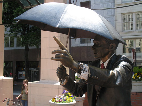 statue of umbrella guy