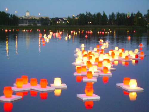 Hiroshima night candles, with macro