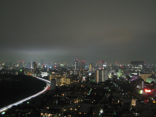 A view of Tokyo from the high rise building after sunset