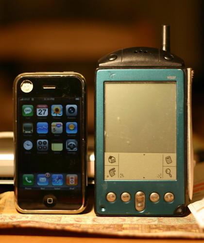 Handspring Visor cell phone versus iPhone 