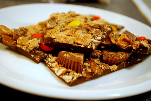 Halloween Peanut Butter and Toffee Candy Bark