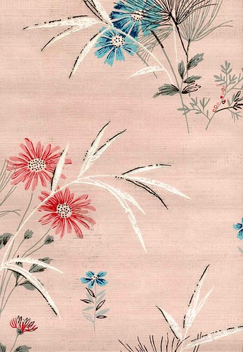 vintage floral wallpaper. Mid century vintage wallpaper