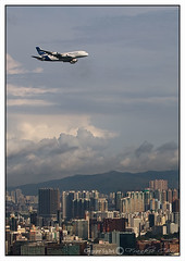 A380 over Victoria Harbour