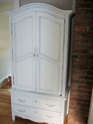 armoire after paint in hall