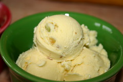 Home made raw milk pistachio ice cream
