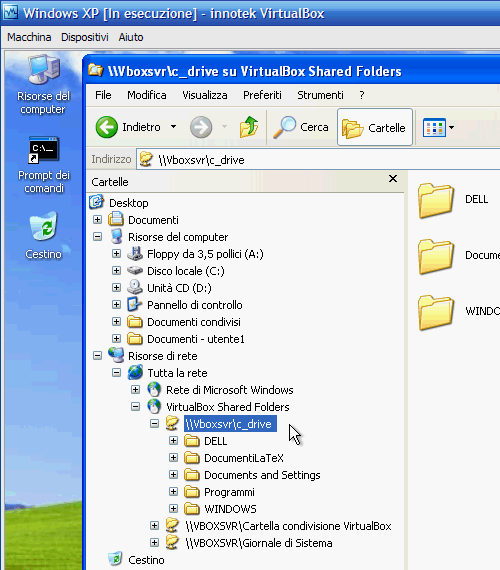 Fig. 20 - VirtualBox cartelle condivise - Hard disk host in Esplora risorse