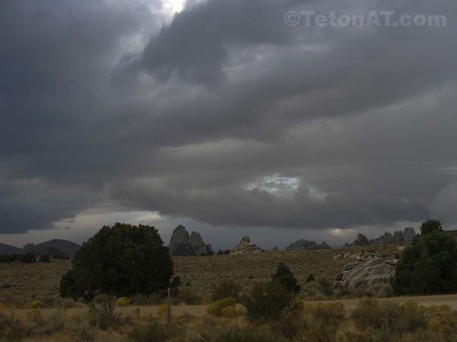 Storm clouds over the City of Rocks