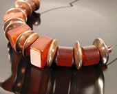 copper and amber lucite necklace