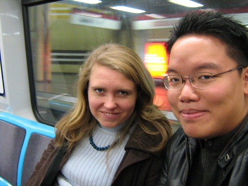 Marina and I in a commuter train to Neruda's house