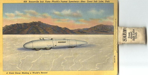 Oversized - Postcard of  Bonneville Salt Flats with Salt!