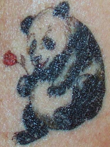 temporary panda with red rose tattoo-875