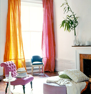 Colorful silk curtains, inspired by Prada palette,house, interior, interior design