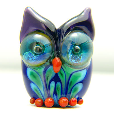 Glass owl bead lampwork by jawjee