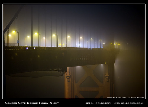 golden gate bridge at night. Golden Gate Bridge Foggy Night