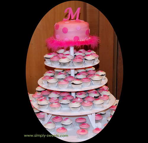 pink M cupcake tree