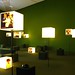 lightboxes in a green room