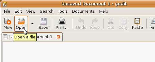 Fig. 4 - Ubuntu Guest Addition - apertura file in gedit