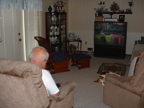 Dad "watching" golf.