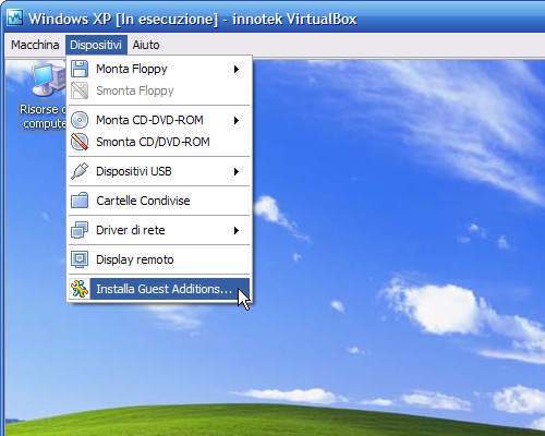 VirtualBox - Guest Additions - Windows XP: installazione