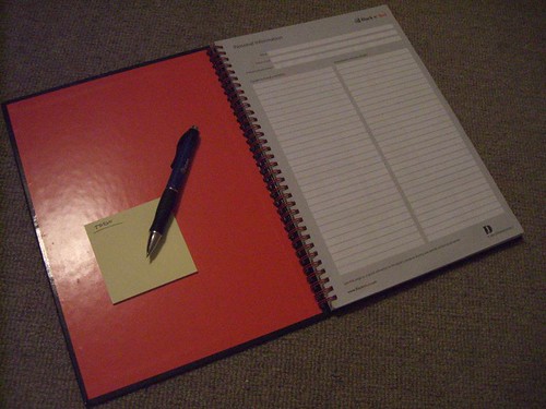 Black 'n Red notebook with sticky pad inside front cover