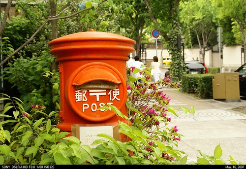 再來一個藏身花圃中的郵筒~