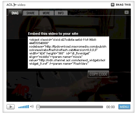 AOL News Beta Embeddable Video Detail Screenshot - 09/20/07