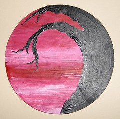 Red Sky - a circular art card