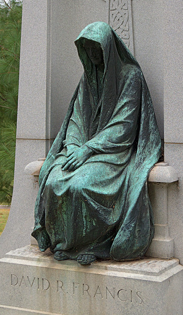 Bellefontaine Cemetery, in Saint Louis, Missouri, USA - Mourning Angel statue at David Rowland Francis grave