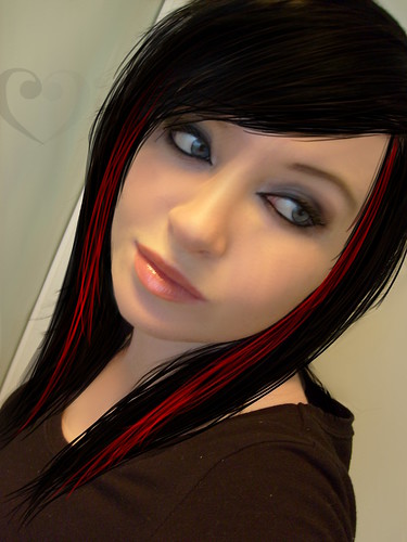 black hair with red in it