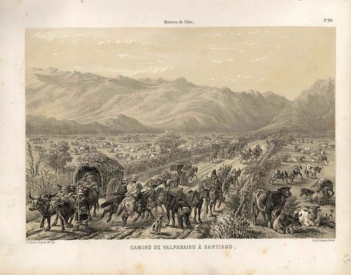 022-Camino de Valparaiso a Santiago-Atlas de la historia física y política de Chile-1854-Claudio Gay