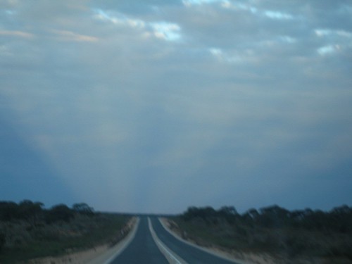 Strange lights in sky heading East at sunset on Nullarbor