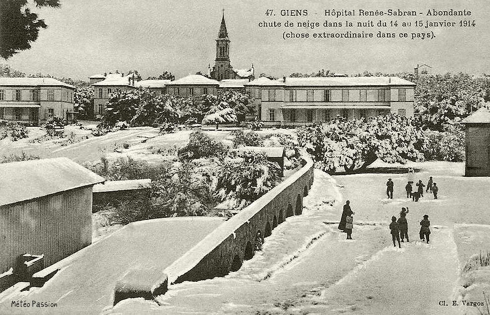 neige sur la presqu'île Giens les 14 et 15 janvier 1914