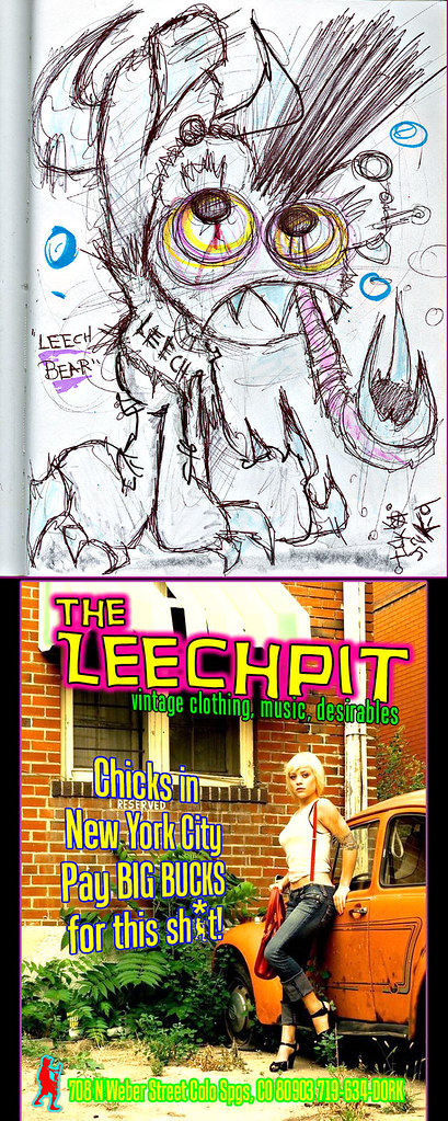 "LEECH BEAR "  - ii  [[ Proposed spot ad / character design for The LEECHPIT, Colorado Springs ]]