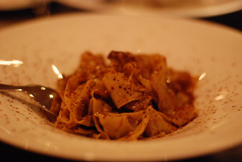 Hand Cut Pappardelle with Duck Ragu, Shaved Chocolate & Orange