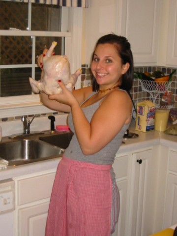 emily with chicken
