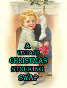 vintage christmas stocking swap badge